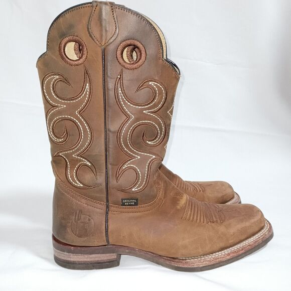Reyme Boots Mens 7.5 Brown Leather Square Toe Pull On Cowboy Western main image 7
